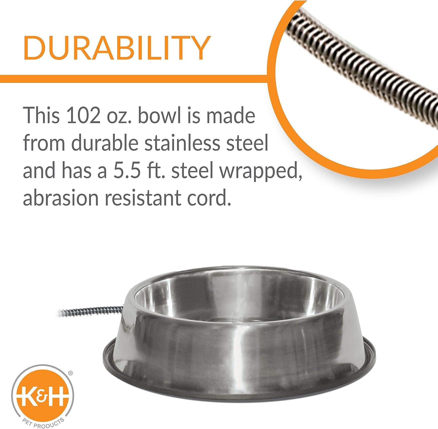 Thermal-Bowl Heated Water Bowl for Cats & Dogs Outside, Safety Listed Outdoor Heated Dog Dish for Pets, Automatic No Freeze, anti Chew Cord - 102 Ounces Stainless 25W | Outdoor Water Stays Unfrozen in Winter. Outdoor Heated Dog Dish for Pets, Automatic No Freeze, anti Chew Cord, 102 Ounces
