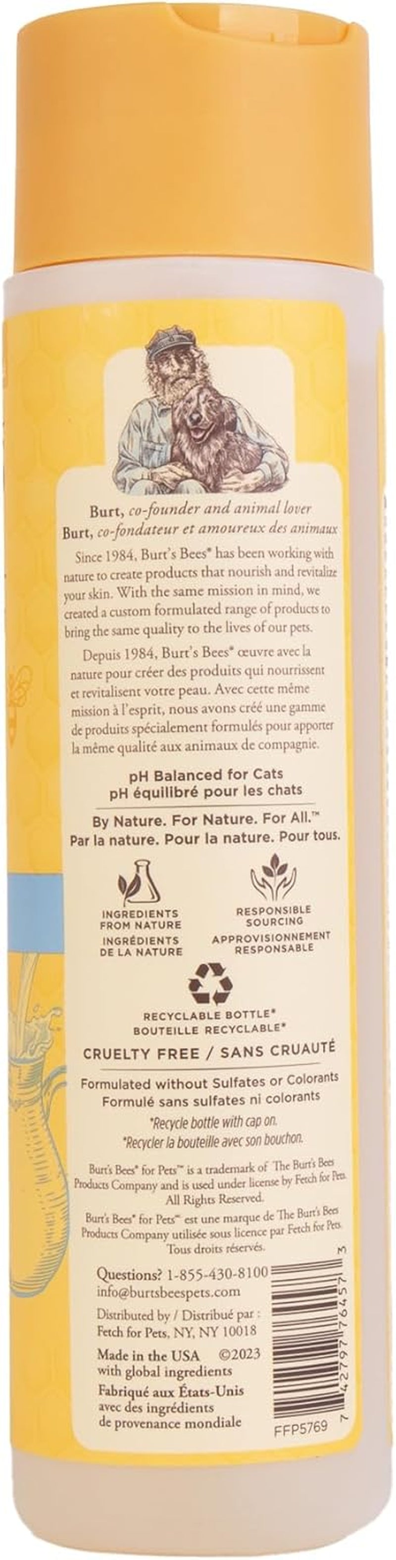 Tearless Kitten Shampoo with Buttermilk and Honey - 99% Natural Gentle Formula for Sensitive and Itchy Skin, pH Balanced and Fragrance-Free, 10 Fl Oz