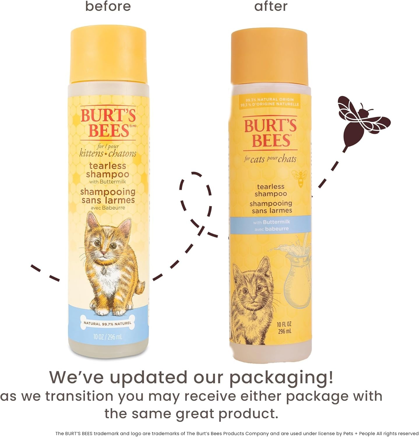 Tearless Kitten Shampoo with Buttermilk and Honey - 99% Natural Gentle Formula for Sensitive and Itchy Skin, pH Balanced and Fragrance-Free, 10 Fl Oz